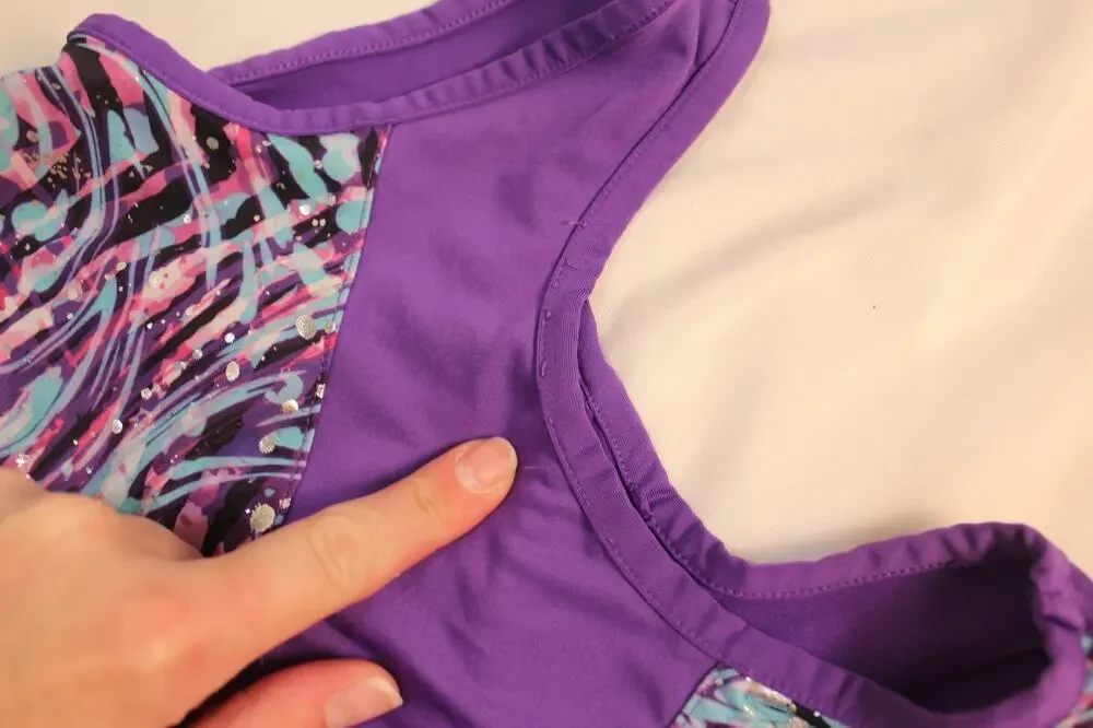 Danskin Now Girls M 7/8 Purple Pink Blue Glitter Gymnastics Dance Leotard